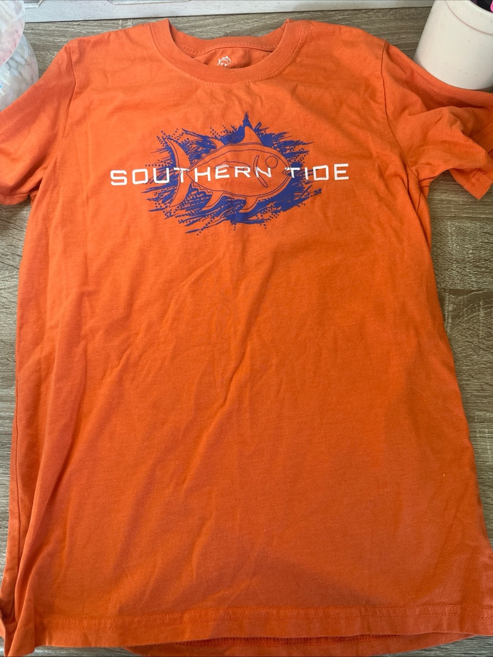 Southern Tide, Boys Fish, Orange Tee xl